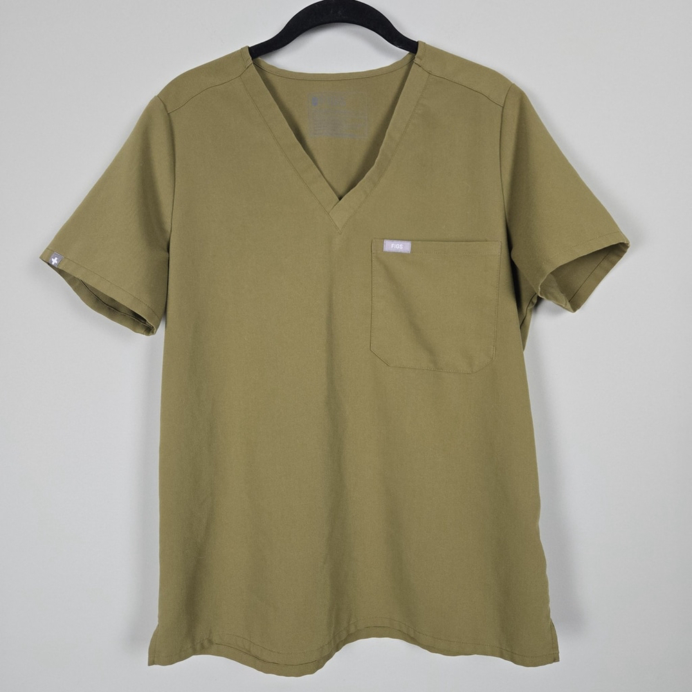 Figs Womens Catarina One Pocket Scrub Top Medium Green Stretch Medical Office